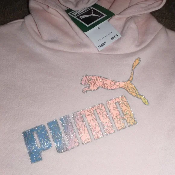 PUMA Little Girls Peach Hoodie Sweatshirt & Leggings Set size 6 - Picture 3 of 4